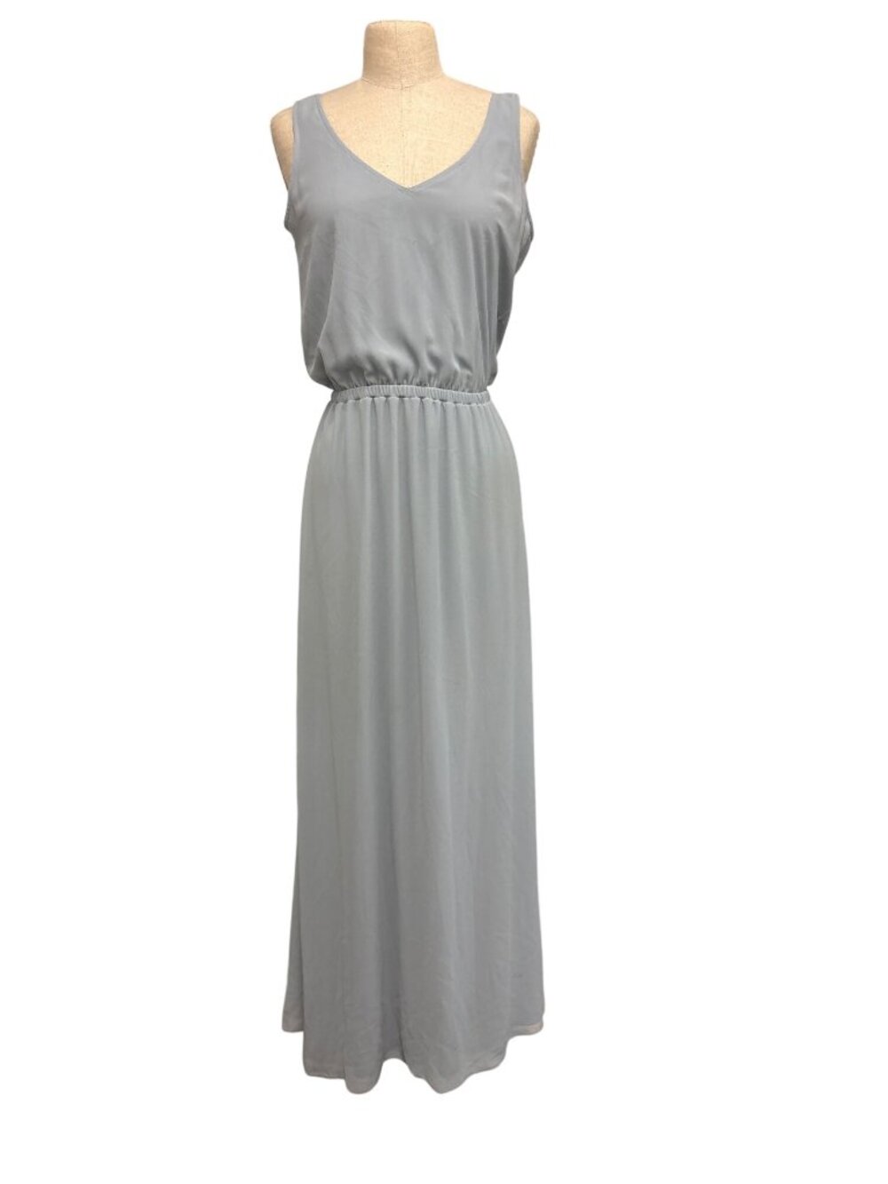 Show Me Your Mumu Maxi Dress Small Light Blue Sleeveless Polyester Elastic Waist